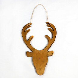 Shatchi 26Cm Golden Christmas Wooden Hanging Deer Head Wall Decoration Xmas Home Office Holiday Decorative Centrepiece - thumbnail 2