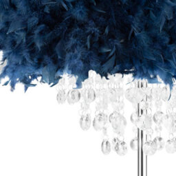 Happy Homewares Chandelier Style Midnight Blue Feather Floor Lamp With Waterfall Drops - thumbnail 3