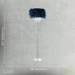 Happy Homewares Chandelier Style Midnight Blue Feather Floor Lamp With Waterfall Drops - thumbnail 5