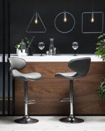 Beliani Set Of 2 Bar Chairs Conway Faux Leather Swivel Grey - thumbnail 2