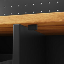 Abrihome Highboard With Led Lighting & Pegboard Shelves, Tall Cabinet For Living Room, Kitchen , Adjustable Cupboard, 145X24X171Cm, Black - thumbnail 8
