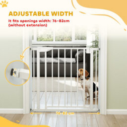 Pawhut Pet Safety Gate, 76-81Cm Wide Baby Stair Gate With Auto-Close - thumbnail 4