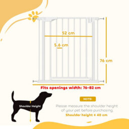 Pawhut Pet Safety Gate, 76-81Cm Wide Baby Stair Gate With Auto-Close - thumbnail 3