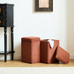 Nordlys Terracotta Pouf With Storage Vintage Style Living Room - thumbnail 3