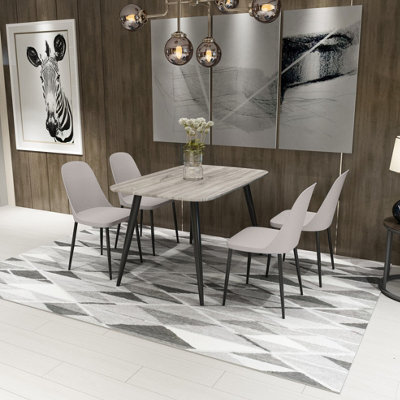 Core Products Aspen Grey Oak Effect 120Cm Rectangular Dining Table With 4 Calico Plastic Duo Design Chairs - image 1