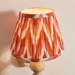 Luminosa Lighting Luminosa Bibury Natural Ash Wall Light With Apricot Orange Fabric Zigzag Shade 20Cm B22 - thumbnail 5