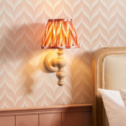 Luminosa Lighting Luminosa Bibury Natural Ash Wall Light With Apricot Orange Fabric Zigzag Shade 20Cm B22 - thumbnail 3