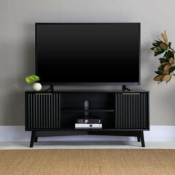 Monza Fluted Tv Unit With Storage Black - thumbnail 2