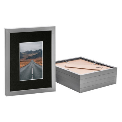 "Nicola Spring Photo Frames With 4"" X 6"" Mount - 8"" X 10"" - Grey/black - Pack Of 5" - image 1