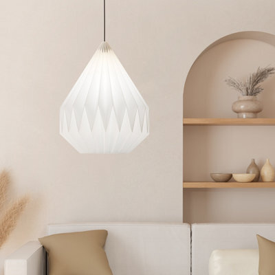 Eglo Minting Pendant Light White Paper Shade With Black Steel Mount, E27 - image 1