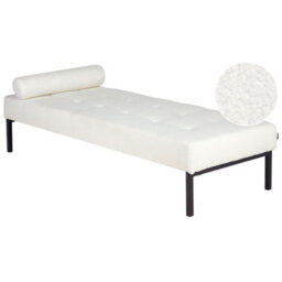 Beliani Chaise Longue Chinon Boucle White - thumbnail 1