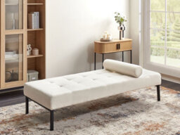 Beliani Chaise Longue Chinon Boucle White - thumbnail 2