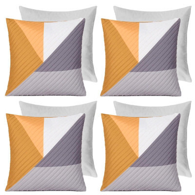 OHS 4 Pack Geometric Pinsonic Filled Cushion Covers, Ochre - 45 X 45Cm - image 1