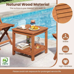 2-Tier Outdoor Slatted Side Table - thumbnail 4