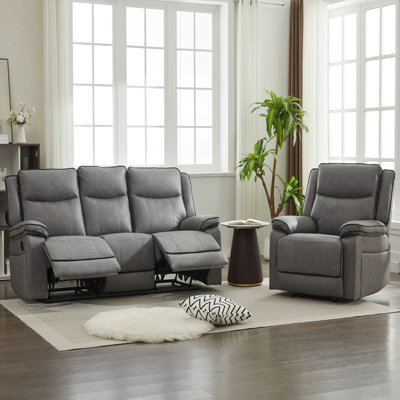 Manual Recliners Sofa, Recliner Couches Set - Armchair + 3 Seater - image 1