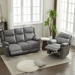 Manual Recliners Sofa, Recliner Couches Set - Armchair + 3 Seater - thumbnail 3
