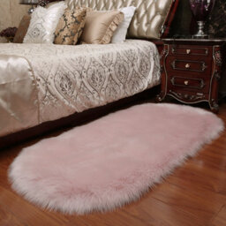 Living And Home Pink Oval Soft Longhair Rug Room Decor Sofa Cover 60 X 120 Cm - thumbnail 3