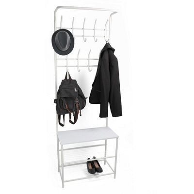 Divchi 4-In-1 Hall Tree Coat Rack With 9 Hooks - White