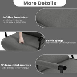 Sofa Chair 3-In-1 Convertible Armchair Bed With Backrest Pillow Dark Grey - thumbnail 6