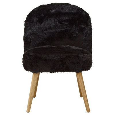 Orsina Black Fur Effect Chair, Backrest Indoor Chair, Easy To Clean Small Lounge Chair - image 1