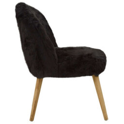 Orsina Black Fur Effect Chair, Backrest Indoor Chair, Easy To Clean Small Lounge Chair - thumbnail 3