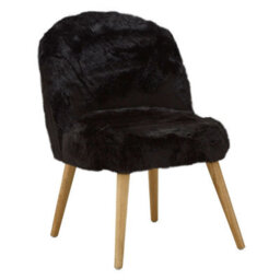 Orsina Black Fur Effect Chair, Backrest Indoor Chair, Easy To Clean Small Lounge Chair - thumbnail 2