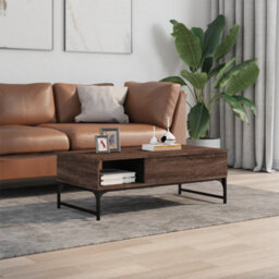 Berkfield Coffee Table Brown Oak 100X50X35 Cm Engineered Wood And Metal - thumbnail 3