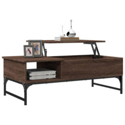 Berkfield Coffee Table Brown Oak 100X50X35 Cm Engineered Wood And Metal - thumbnail 4