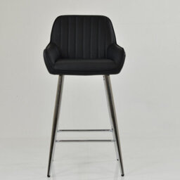 Lakeland Furniture Hamilton Black Faux Leather Chrome Fixed Base Bar Stool - thumbnail 3