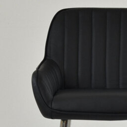 Lakeland Furniture Hamilton Black Faux Leather Chrome Fixed Base Bar Stool - thumbnail 7