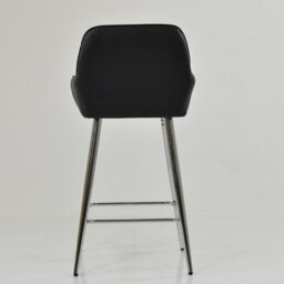 Lakeland Furniture Hamilton Black Faux Leather Chrome Fixed Base Bar Stool - thumbnail 6