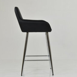 Lakeland Furniture Hamilton Black Faux Leather Chrome Fixed Base Bar Stool - thumbnail 5