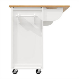 Abrihome Versatile Buffet Cabinet & Trolley With Folding Worktop, Adjustable Shelves, Spice Rack, Wine Rack & Towel Holder, White - thumbnail 6