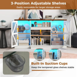 "Costway 150 Cm Tv Cabinet For Tvs Up To 68"" Media Console Table W/ 3-Level Shelves" - thumbnail 7