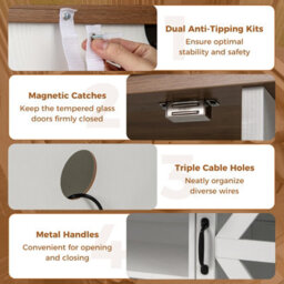 "Costway 150 Cm Tv Cabinet For Tvs Up To 68"" Media Console Table W/ 3-Level Shelves" - thumbnail 9