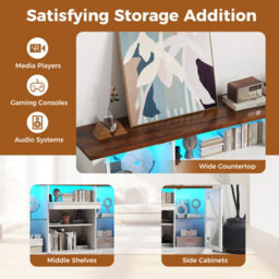 "Costway 150 Cm Tv Cabinet For Tvs Up To 68"" Media Console Table W/ 3-Level Shelves" - thumbnail 8