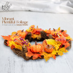 Pelle & Sol Pelle And Sol Autumn Wreath Large Fall Wreath With Pumpkins Pine Cones Maple Leaves And Berries - Seasonal Pumpkin Home Decor - thumbnail 3