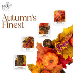 Pelle & Sol Pelle And Sol Autumn Wreath Large Fall Wreath With Pumpkins Pine Cones Maple Leaves And Berries - Seasonal Pumpkin Home Decor - thumbnail 5