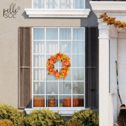 Pelle & Sol Pelle And Sol Autumn Wreath Large Fall Wreath With Pumpkins Pine Cones Maple Leaves And Berries - Seasonal Pumpkin Home Decor - thumbnail 4