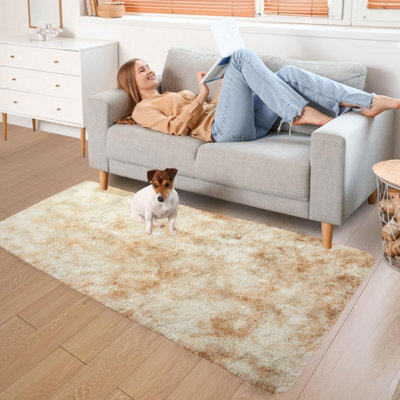 Ameha Shaggy Non Slip Rugs Bedroom Living Room Fluffy Indoor/outdoor Floor Mat Tye Dye Cream Rug 80X150 Cm - image 1