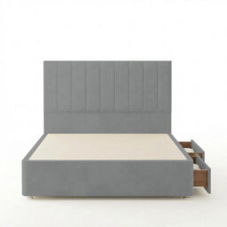 "Adore Designs Portland Plush Velvet Divan Bed, 50"" Headboard - 4Ft6 Double - Silver - 2 Drawers Foot End" - thumbnail 2