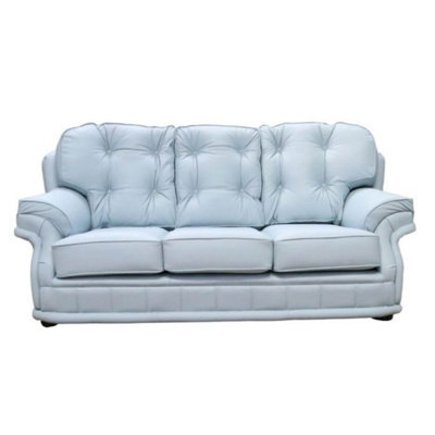 Chesterfield Handmade 3 Seater Sofa Shelly Parlour Blue Leather In Knightsbridge Style - image 1