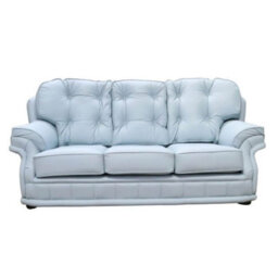 Chesterfield Handmade 3 Seater Sofa Shelly Parlour Blue Leather In Knightsbridge Style - thumbnail 1