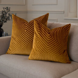Paoletti Evoke Cut Velvet Polyester Filled Cushion, Gold, 55 X 55Cm - thumbnail 6