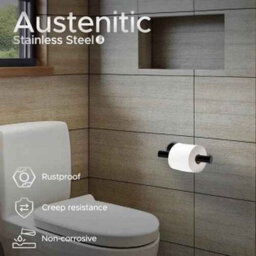 Toilet Paper Holder Matte Black Stainless Steel Wall Mounted Toilet Roll Holder - thumbnail 9