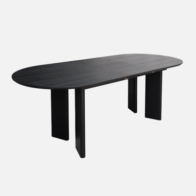 Sweeek - 6-8 Seater Oval Extendable Dining Table Rubberwood And Oak Veneer Black 170/210X90X76 Cm - Albane - image 1
