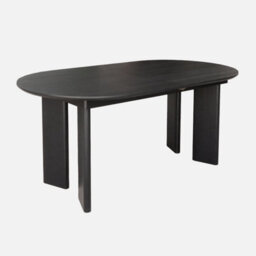 Sweeek - 6-8 Seater Oval Extendable Dining Table Rubberwood And Oak Veneer Black 170/210X90X76 Cm - Albane - thumbnail 3