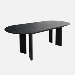 Sweeek - 6-8 Seater Oval Extendable Dining Table Rubberwood And Oak Veneer Black 170/210X90X76 Cm - Albane - thumbnail 1