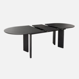 Sweeek - 6-8 Seater Oval Extendable Dining Table Rubberwood And Oak Veneer Black 170/210X90X76 Cm - Albane - thumbnail 2