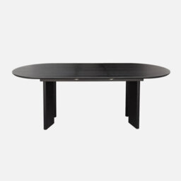 Sweeek - 6-8 Seater Oval Extendable Dining Table Rubberwood And Oak Veneer Black 170/210X90X76 Cm - Albane - thumbnail 5